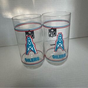 Lot of 2‎ Vintage NFL Houston Oilers Helmet Mobil Gas Collectible Glasses